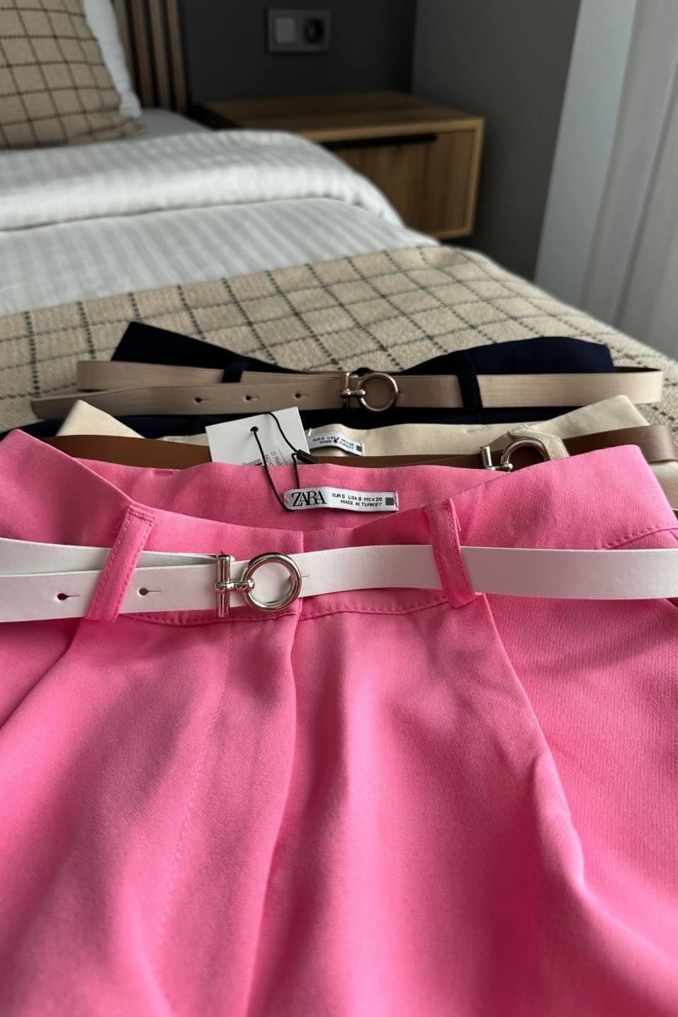 Zr Model Kemerli Şort Pembe