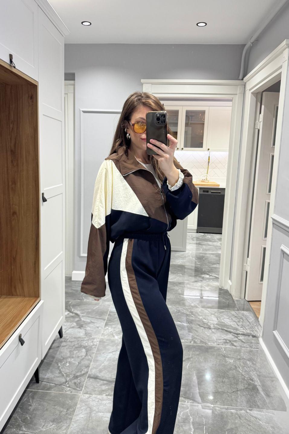 Artemis Dual Fabric Takım Lacivert-Kahve