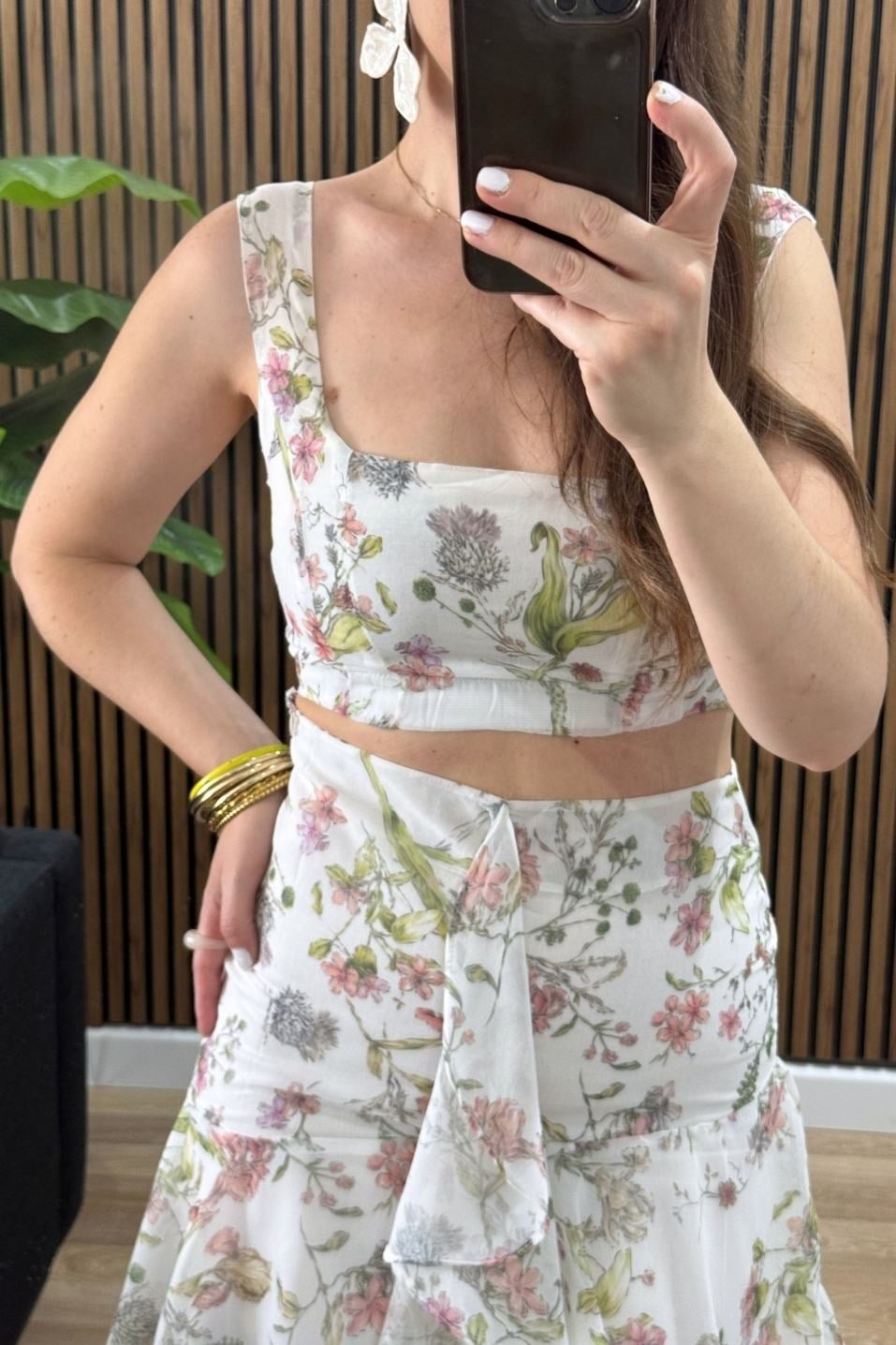 Floral Kat Kat Etek Büstiyer Takım Yeşil