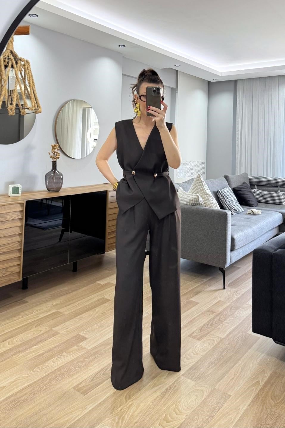 Mireva Yelekli Takım Acı Kahve