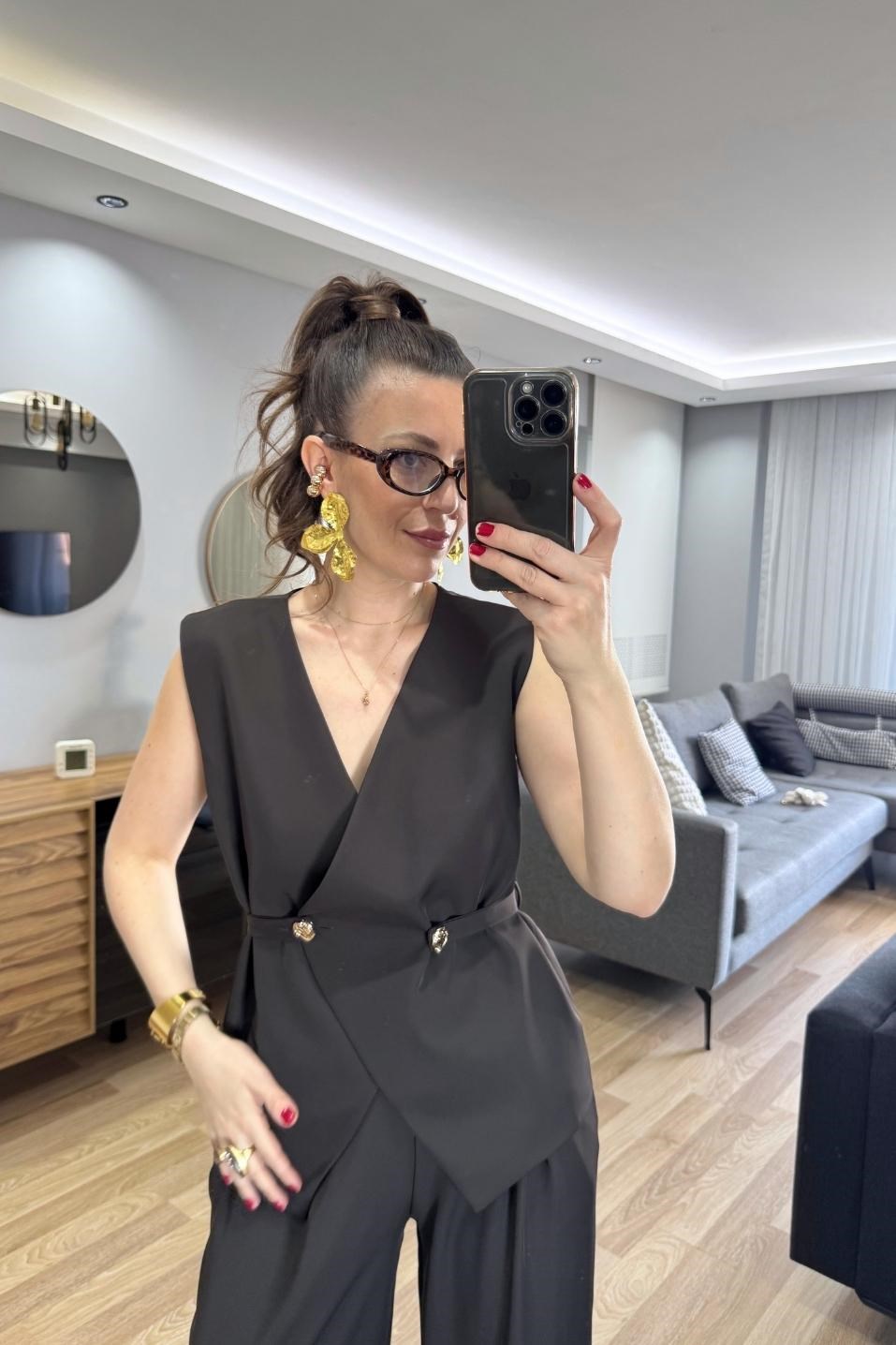 Mireva Yelekli Takım Acı Kahve
