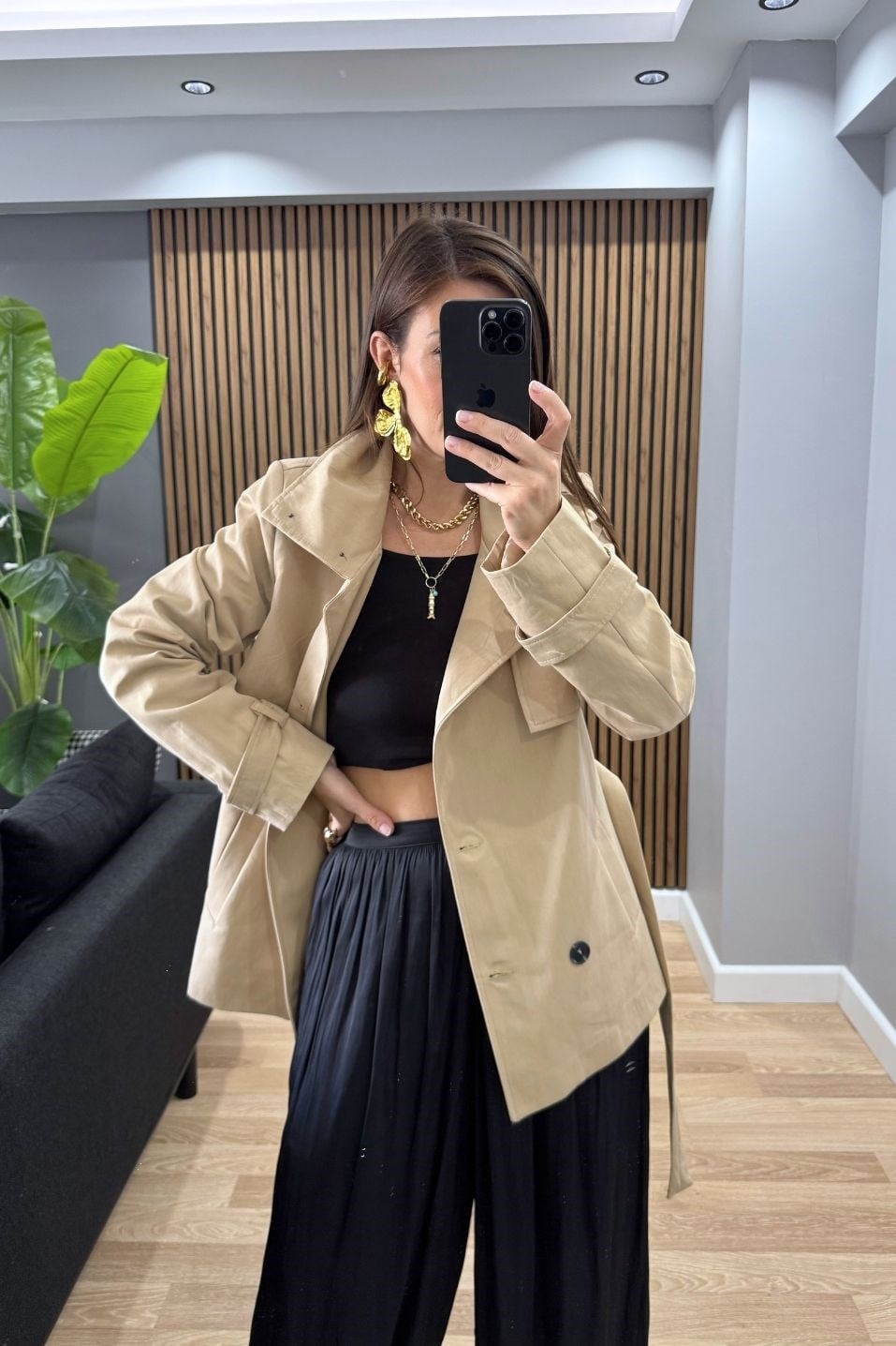 Eloise Pelerin Detaylı Kemerli Trençkot Camel
