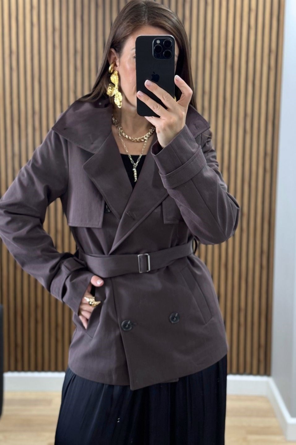 Eloise Pelerin Detaylı Kemerli Trençkot Kahverengi