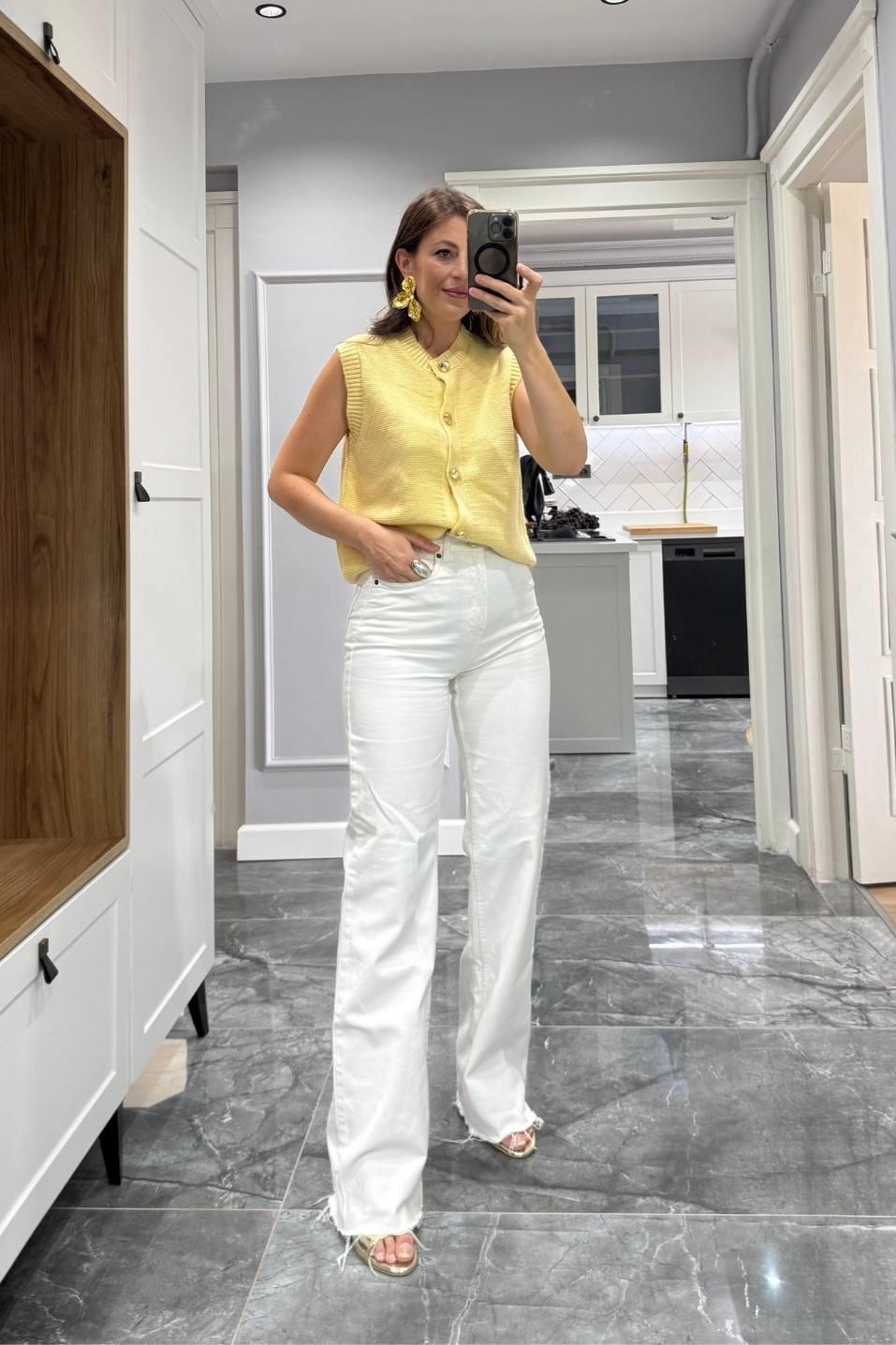 Golden Touch Knit Yelek Sarı