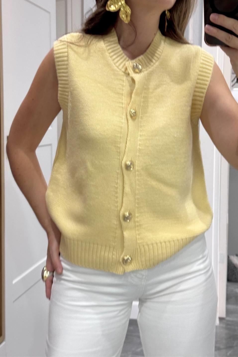 Golden Touch Knit Yelek Sarı