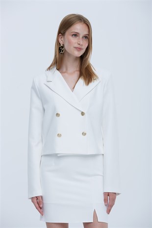 Silvia Kısa Ceket Beyaz