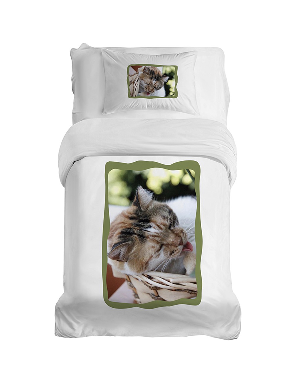 Zümrüt Şaziye Fotoğraf Baskılı Çocuk Boy Beyaz Pamuklu Nevresim Takımı