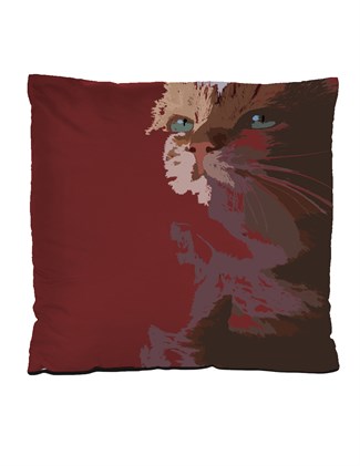 Baskılı Bordo Kırlent Yastık