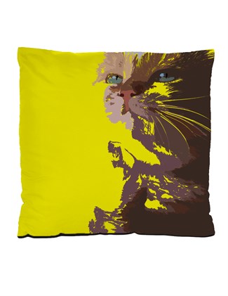 Baskılı Sarı Kırlent Yastık