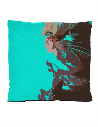 Baskılı Turkuaz Kırlent Yastık