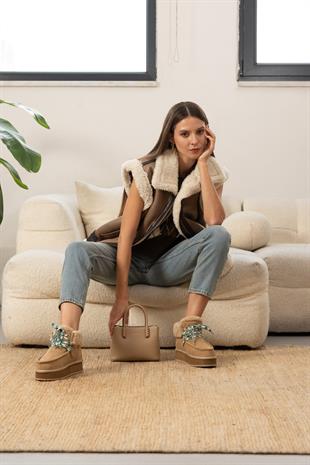 Camel Kürklü Yüksek Tabanlı Kadın Bot