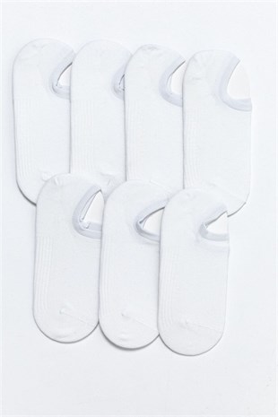 7 li Paket Sneakers Patik Çorap Beyaz