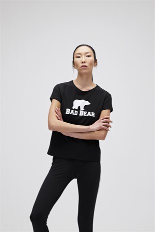 Bad Bear Kadın Siyah Tişört Logo Tee