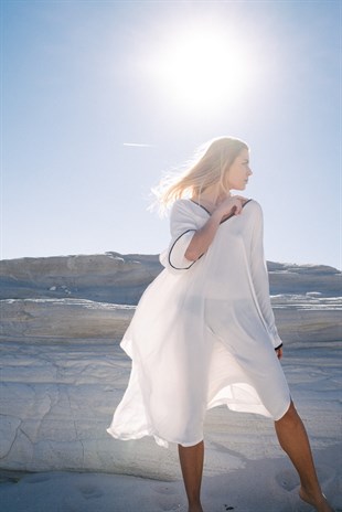 Pambuck-DUBAİ KAFTAN - BEYAZ - PAMUK