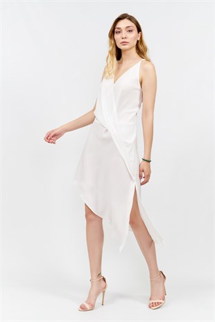 Ejja Design -  Asimetrik Kobe Elbise Beyaz