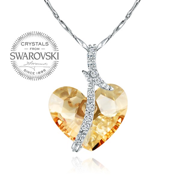Monemel Swarovski Taşlı Gümüş Kalp Kolye (Altın Kaplama)