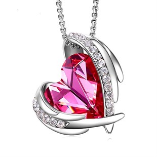  Monemel  Swarovski Pembe kalp Kolye