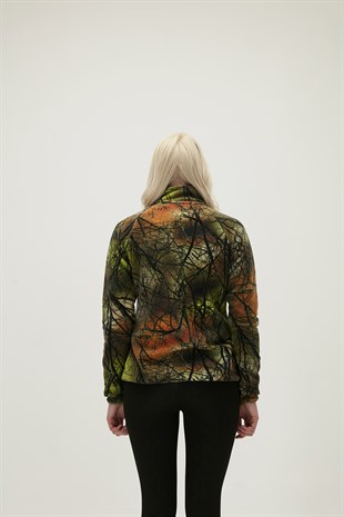 Bad Bear Kadın Haki Ağaç Desenli Tam Fermuarlı Equinox Full Zip Polar Mont