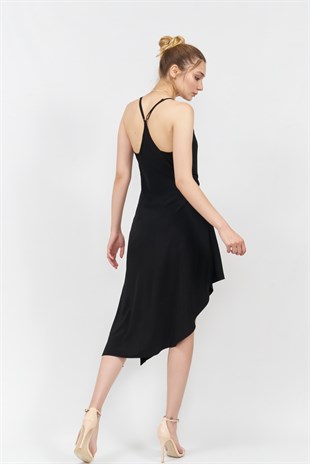 Ejja Design -  Asimetrik Kobe Elbise Siyah
