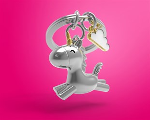 Metalmorphose - 3D Uçan Unicorn Anahtarlık - Gümüş
