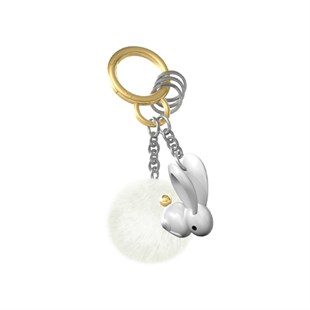 Metalmorphose - Tavşan Ponponlu Anahtarlık - Beyaz-Gümüş