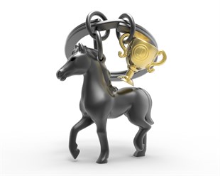 Metalmorphose - Yarış Atı Anahtarlık - Koyu Gri- Dore