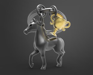 Metalmorphose - Yarış Atı Anahtarlık - Koyu Gri- Dore