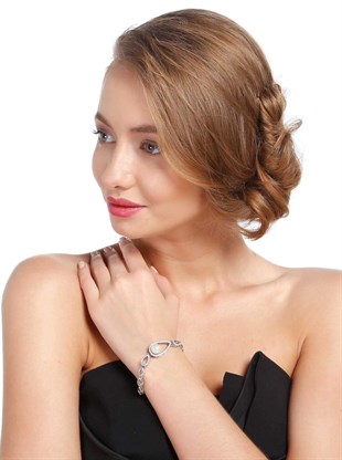 Monemel İncili Swarovski® Taşlı Bileklik (Altın Kaplama)