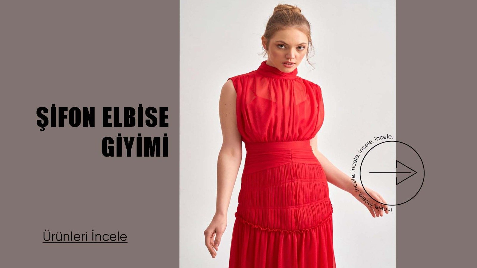 şifon elbise, deep atelier, şifon uzun elbise, kırmızı şifon elbise