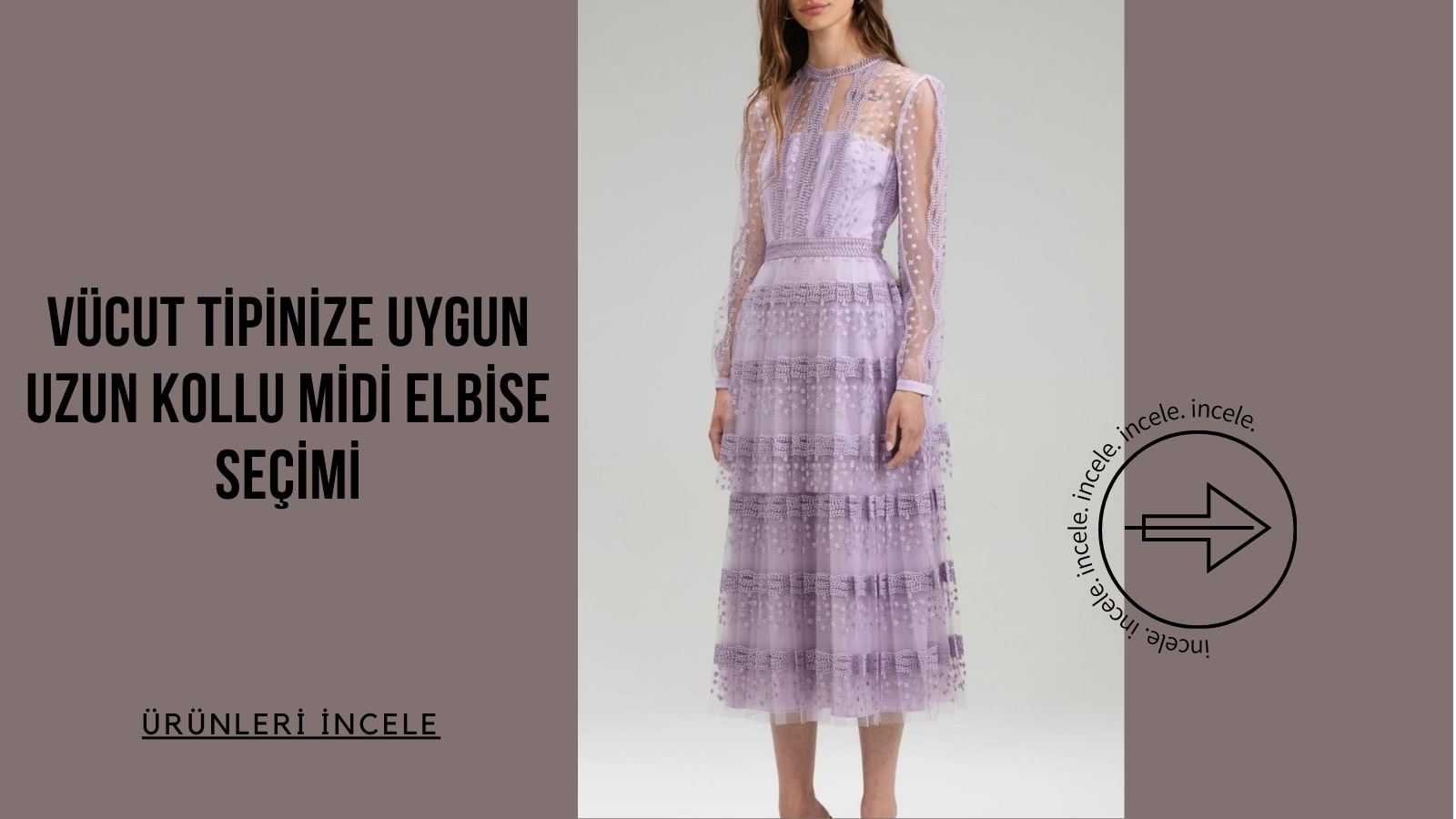 midi elbise, deep atelier, uzun kollu midi elbise