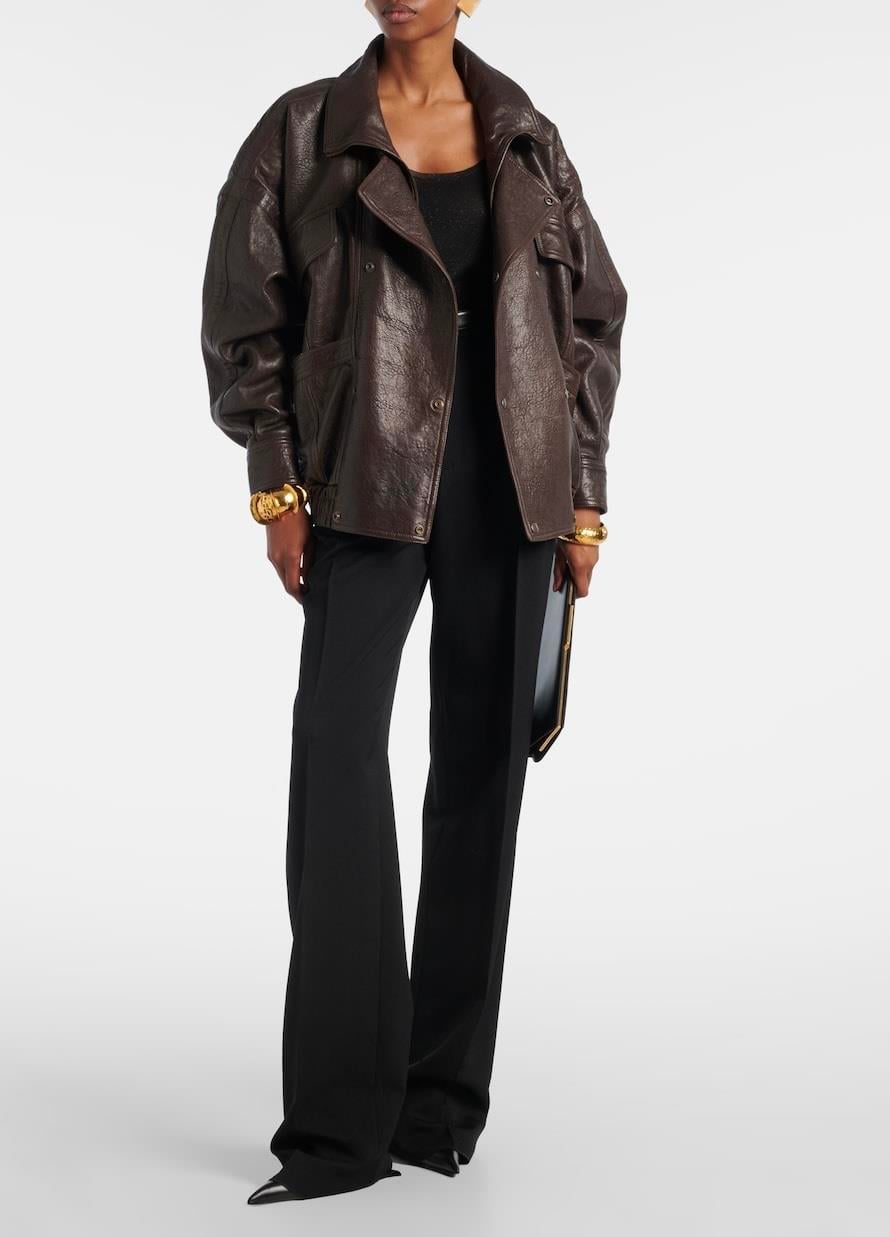 Acı Kahve Bomber Kalıplı Deri Ceket