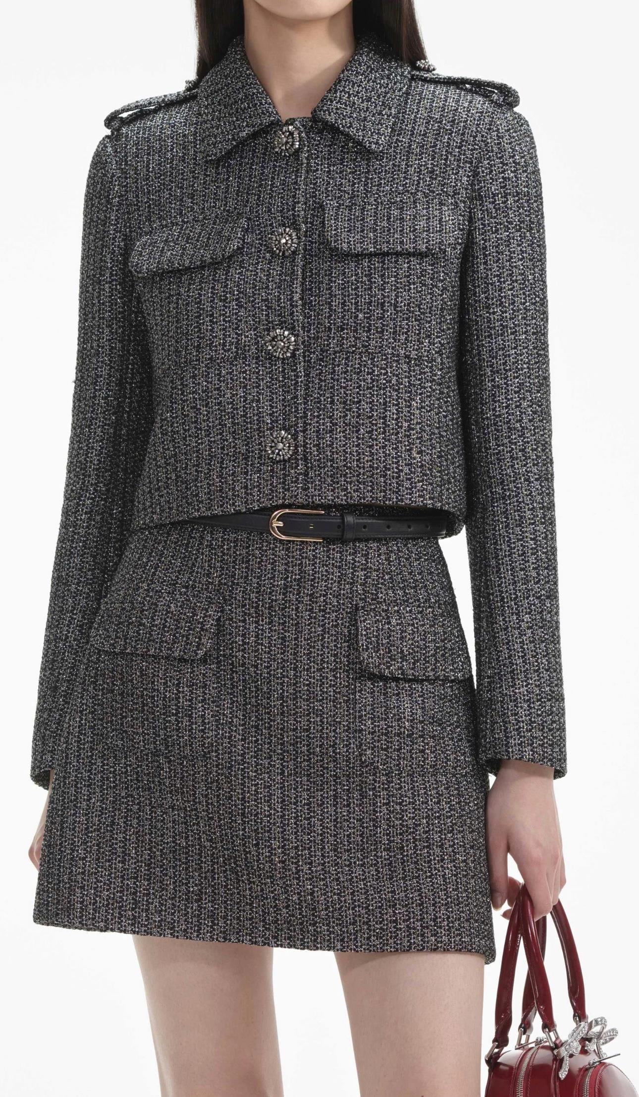 Cep Detaylı Tüvid Tasarım Mini Etek