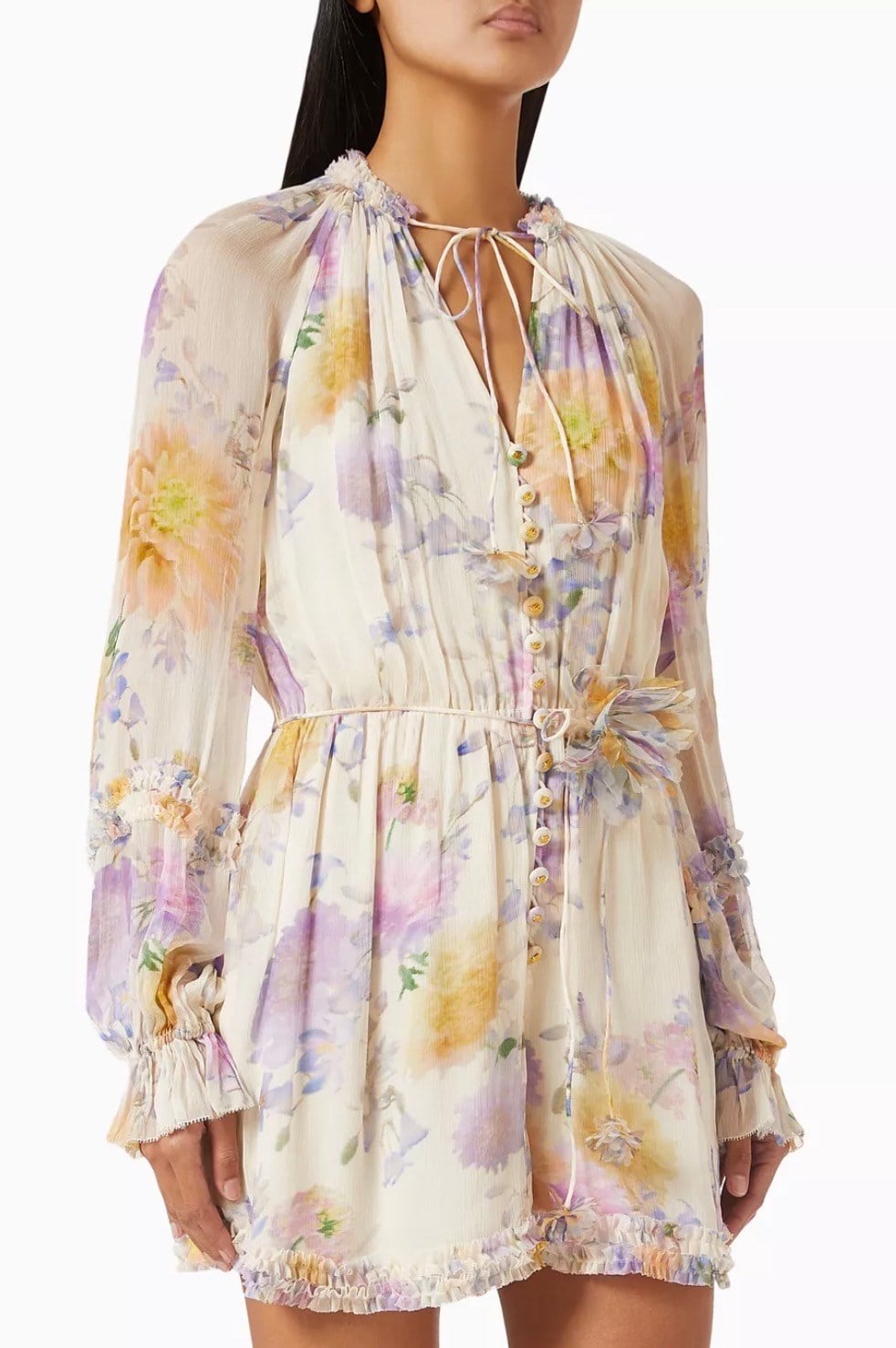 Çiçek Desenli Astarlı İpek Premium Tulum