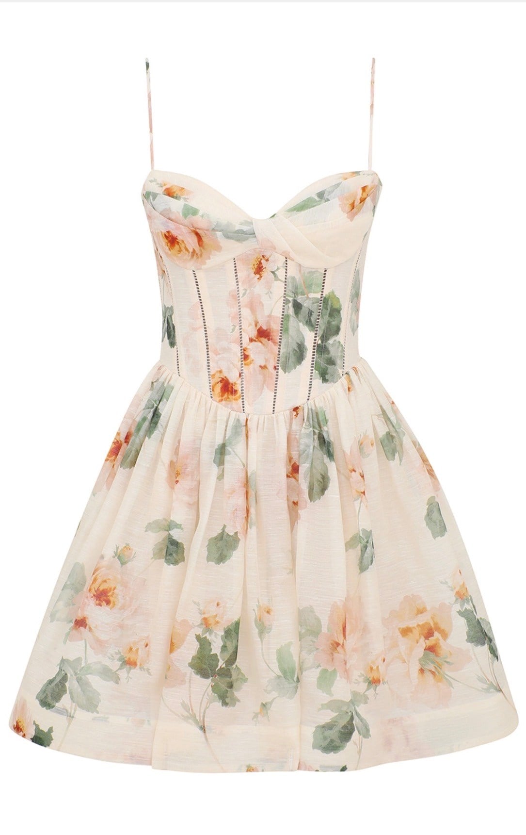 İp Askılı Çiçek Desenli Mini Premium Elbise