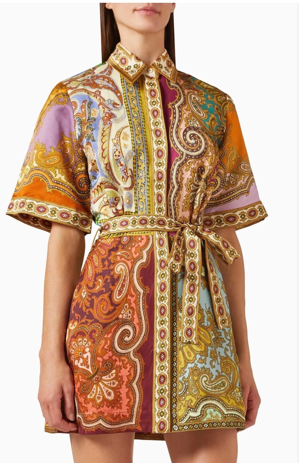 Şal Desenli Premium Mini Elbise