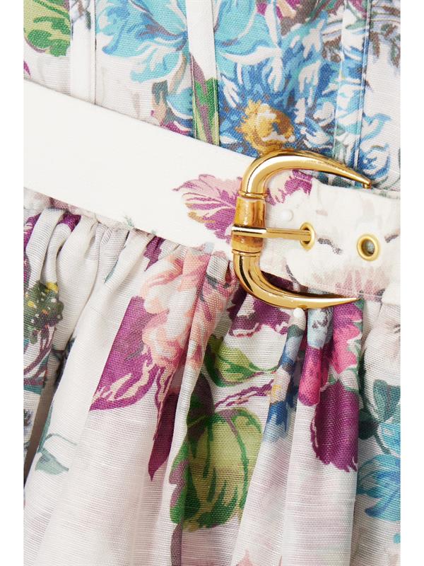 Askılı Balon Etekli Desenli Mini Tasarım Elbise | Deep Atelier