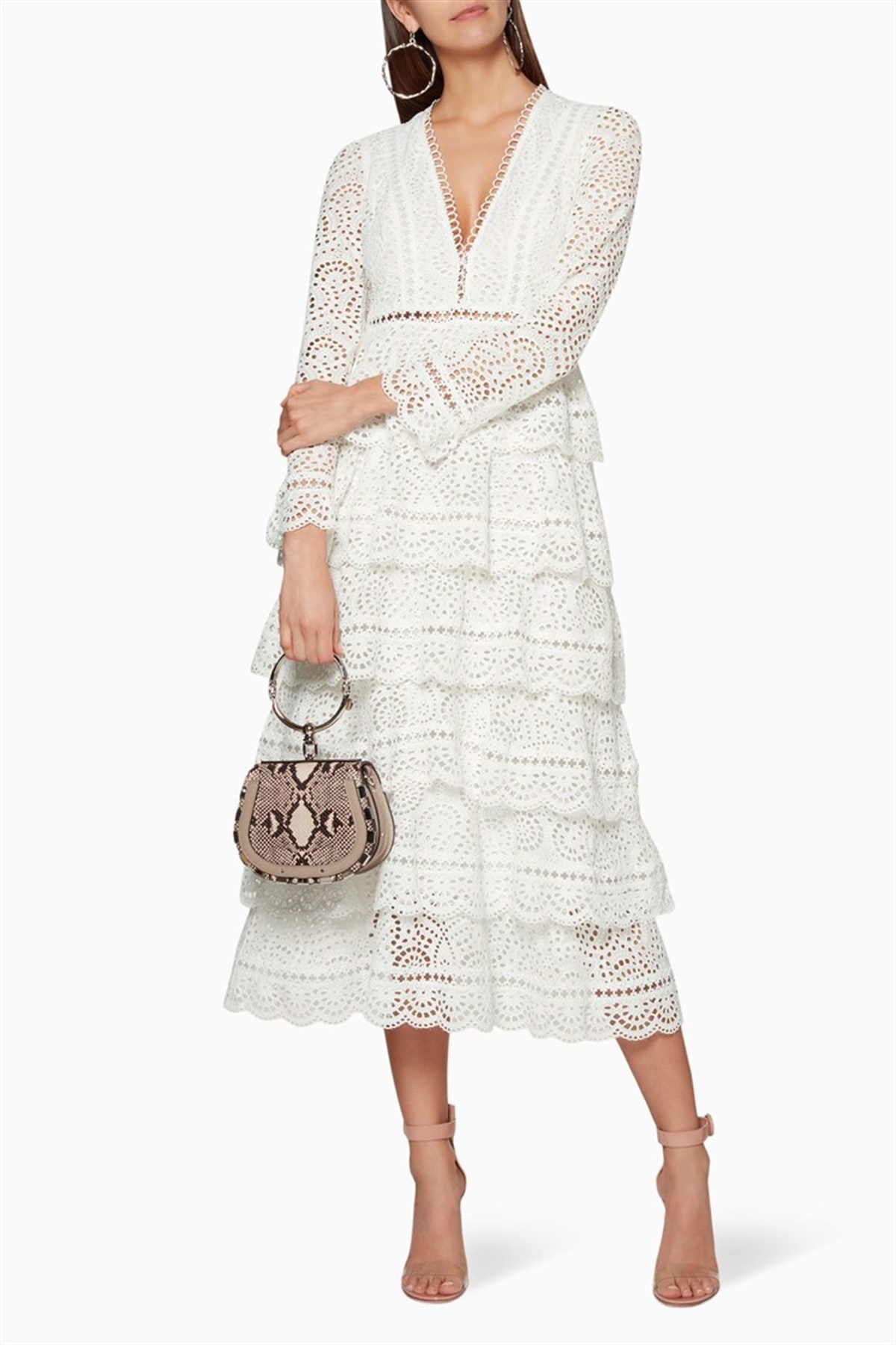 Beyaz Pileli Tasarım Elbise - Deep Atelier