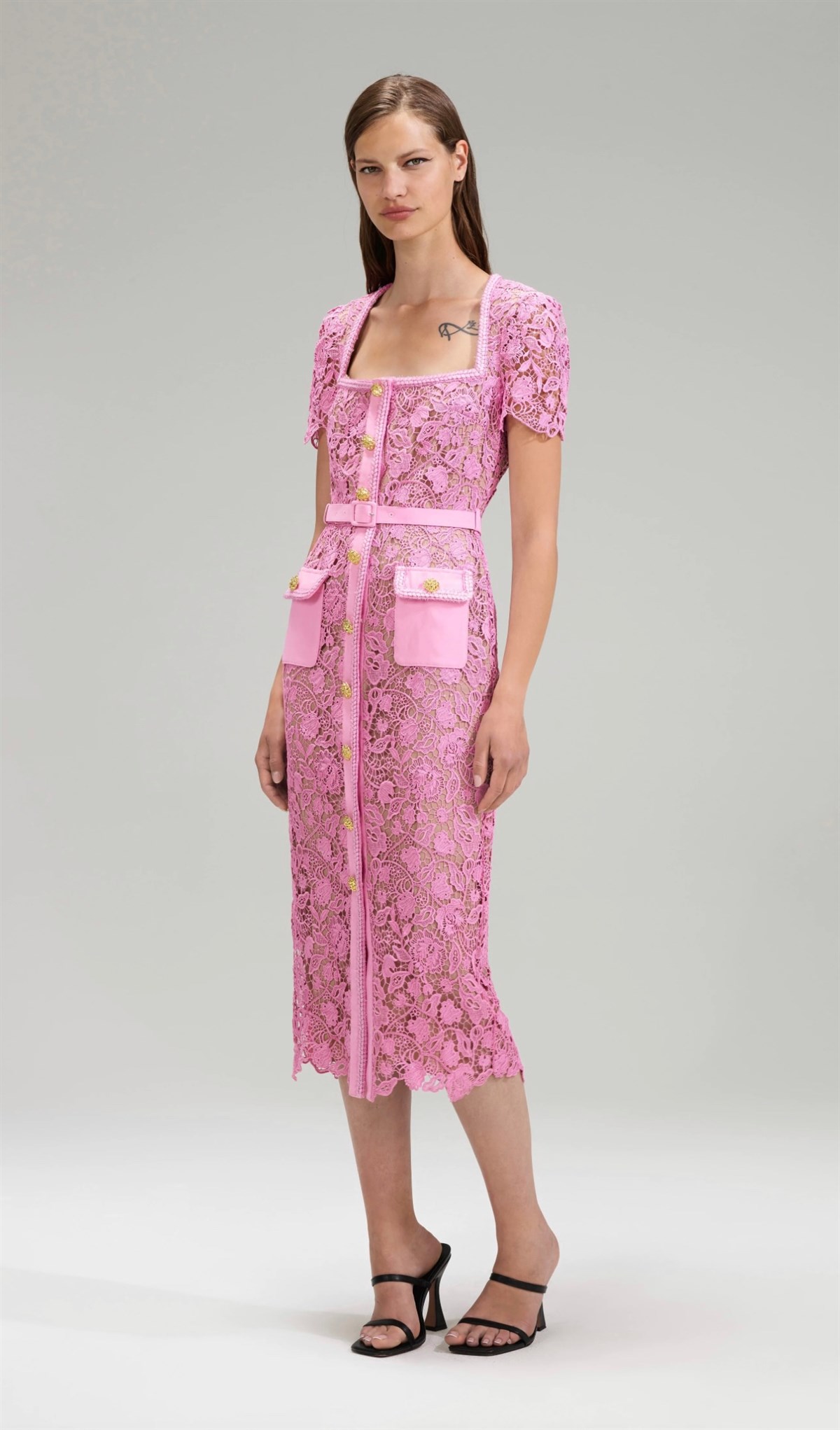 Pink Gump Design Dress with Belt