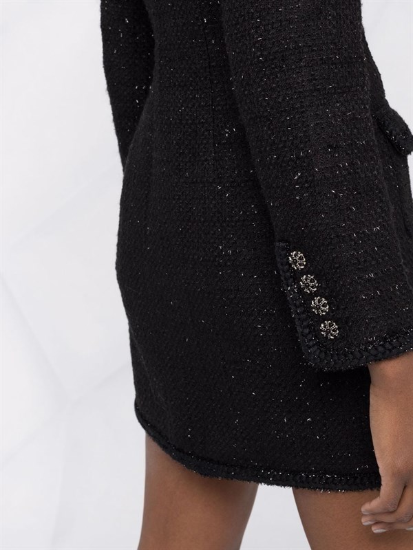 Siyah Simli Tasarım Triko Elbise
