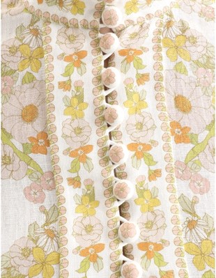 Çiçek Desenli Kemerli Tasarım Elbise