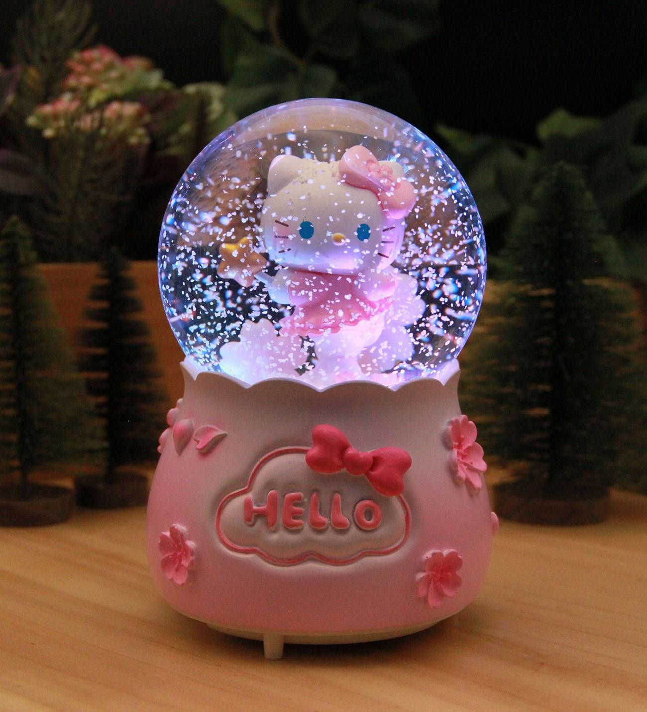  Hello Kitty Kar Motorlu, Işıklı ve Müzikli Mega Boy Kar Küresi - Pembe