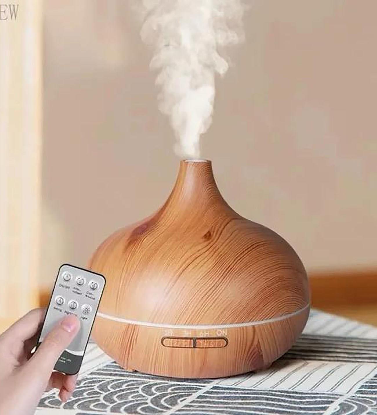 Açık Bambu Hava Nemlendirici Difüzör Led Işıklı Zaman Ayarlı Buhar Makinesi 