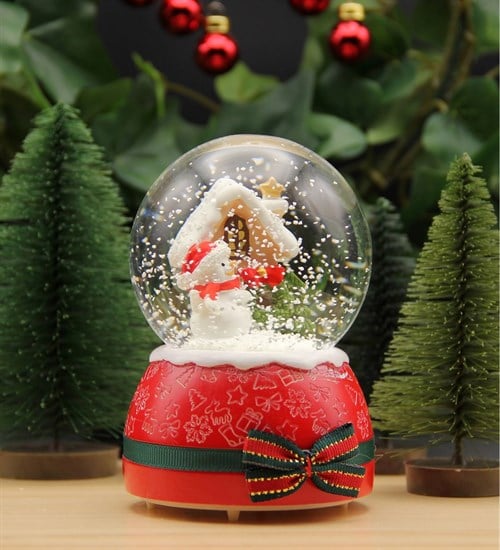 Yılbaşı Kar Küresi Noel Işıklı ve Müzikli Kardan Adam Kurdelalı Christmas