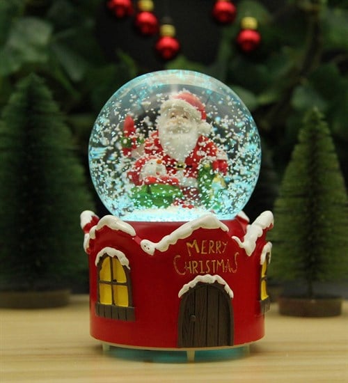 Yılbaşı Kar Küresi Noel Işıklı ve Müzikli Christmas Noel Baba ve Kardan Adam
