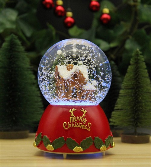 Yılbaşı Kar Küresi Noel Işıklı ve Müzikli  Merry Christmas Noel Baba Evi