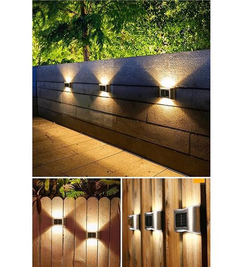 4 ADET METAL SOLAR GÜNEŞ ENERJİLİ DUVAR LAMBASI 6 LEDLİ