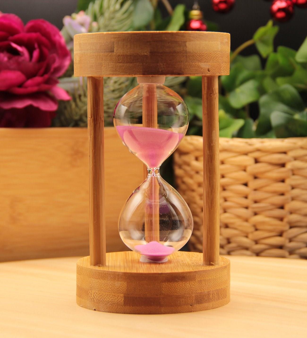 Ahşap Bambu Kum Saati 10 DAKİKA - PEMBE
