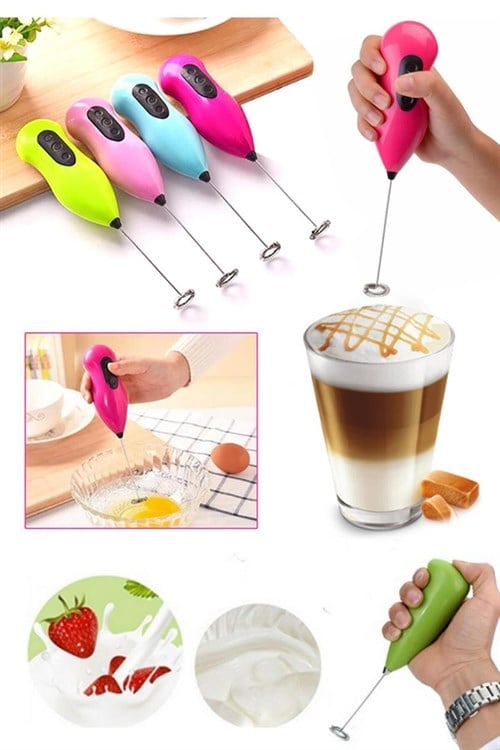 COFFE WHİSK Pilli Metal Çırpıcı Mini Mixer Kahve VE Süt Köpürtücü