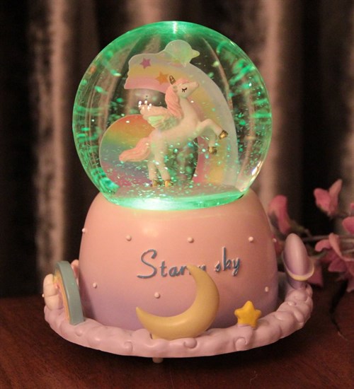 Etrafı Dönen Unicorn Gökkuşağı Işıklı Müzikli Sim Motorlu Mega Boy Küresi