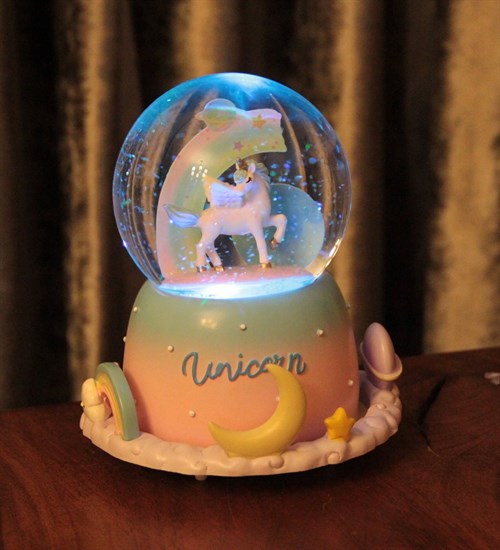 Etrafı Dönen Unicorn Gökkuşağı Işıklı Müzikli Sim Motorlu Mega Boy Küresi